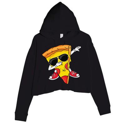 Funny Dabbing Pizza Slice Dance Pizza Lover Crop Fleece Hoodie