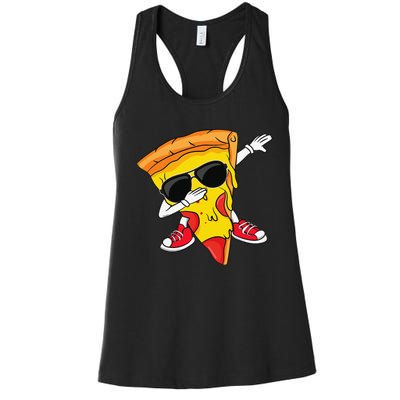 Funny Dabbing Pizza Slice Dance Pizza Lover Women's Racerback Tank