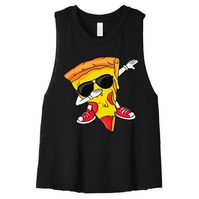 Funny Dabbing Pizza Slice Dance Pizza Lover Women's Racerback Cropped Tank