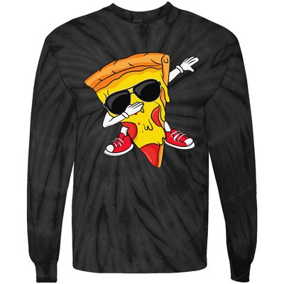 Funny Dabbing Pizza Slice Dance Pizza Lover Tie-Dye Long Sleeve Shirt