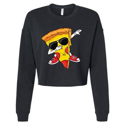 Funny Dabbing Pizza Slice Dance Pizza Lover Cropped Pullover Crew