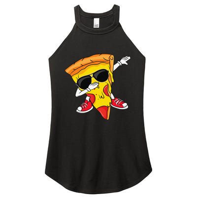 Funny Dabbing Pizza Slice Dance Pizza Lover Women's Perfect Tri Rocker Tank