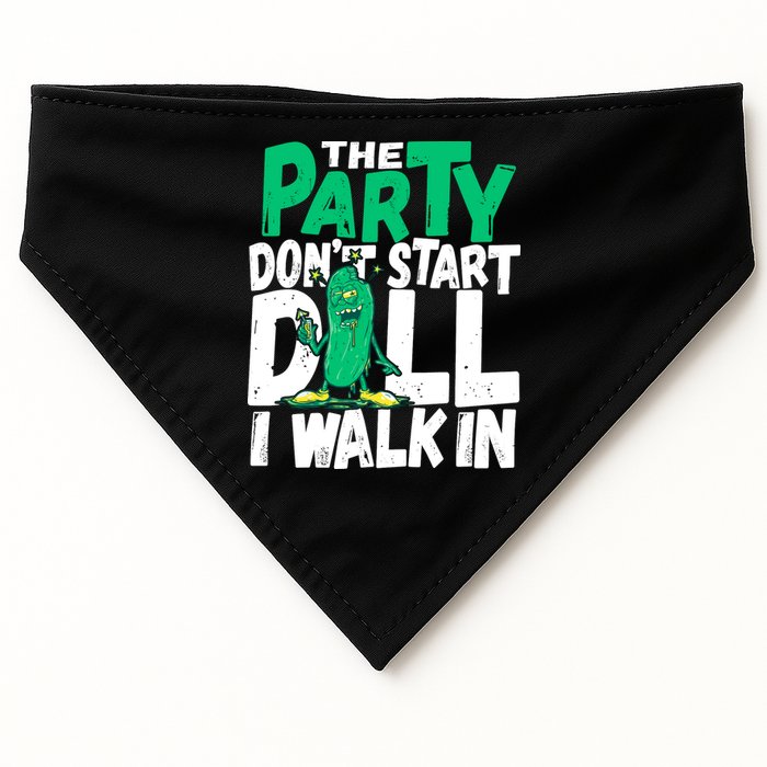 Funny Dill Pickle Lover The Party DonT Start Till I Walk In USA-Made Doggie Bandana