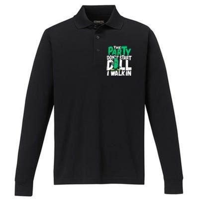 Funny Dill Pickle Lover The Party DonT Start Till I Walk In Performance Long Sleeve Polo