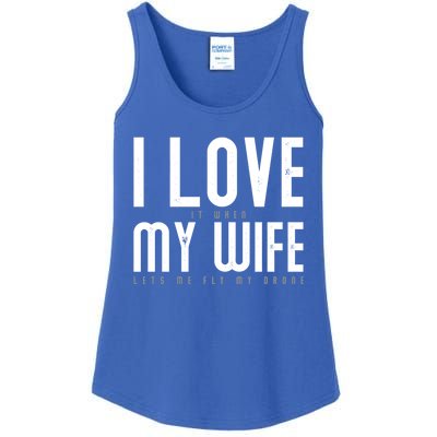 Funny Drone Pilot Husband Design I Love My Wife Drone Pilot Gift Ladies Essential Tank