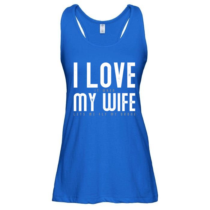 Funny Drone Pilot Husband Design I Love My Wife Drone Pilot Gift Ladies Essential Flowy Tank