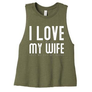 Funny Drone Pilot Husband Design I Love My Wife Drone Pilot Gift Women's Racerback Cropped Tank