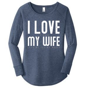 Funny Drone Pilot Husband Design I Love My Wife Drone Pilot Gift Women's Perfect Tri Tunic Long Sleeve Shirt