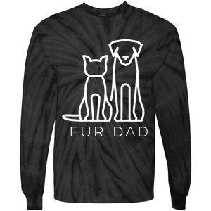 Fur Dad Pet Lover Cat Dog Dad Husband Funny Fathers Day Wife Tie-Dye Long Sleeve Shirt