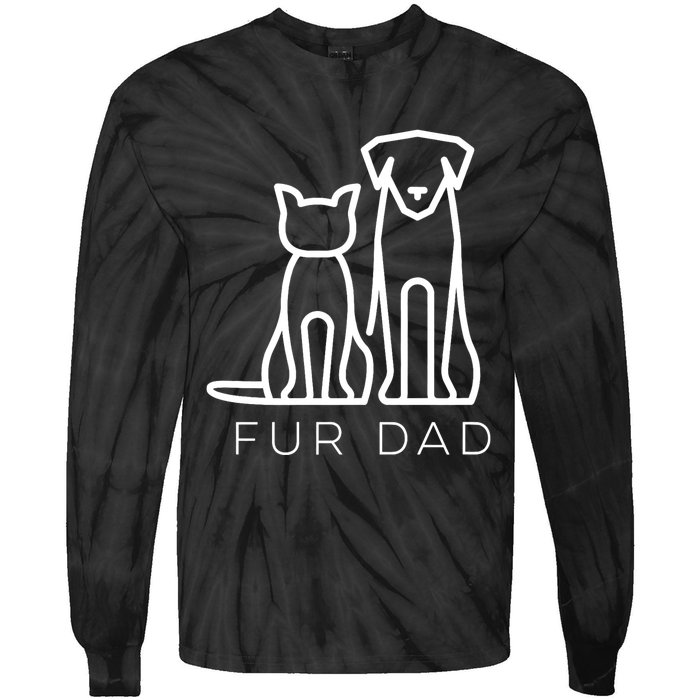 Fur Dad Pet Lover Cat Dog Dad Husband Funny Fathers Day Wife Tie-Dye Long Sleeve Shirt