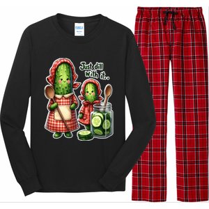 Funny Dill Pickle Just Dill With It Cucumber Design Gift Long Sleeve Pajama Set