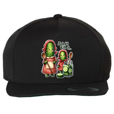 Funny Dill Pickle Just Dill With It Cucumber Design Gift Wool Snapback Cap