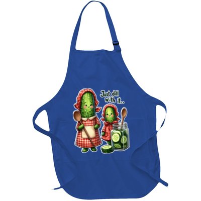 Funny Dill Pickle Just Dill With It Cucumber Design Gift Full-Length Apron With Pockets