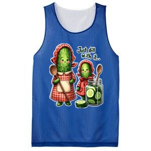 Funny Dill Pickle Just Dill With It Cucumber Design Gift Mesh Reversible Basketball Jersey Tank