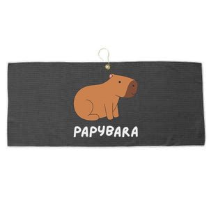 FatherS Day Papybara Funny Capybara For Dads Large Microfiber Waffle Golf Towel