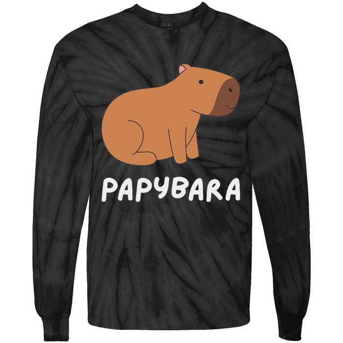 FatherS Day Papybara Funny Capybara For Dads Tie-Dye Long Sleeve Shirt