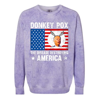 Funny Donkey Pox The Disease Destroying America Anti Biden Colorblast Crewneck Sweatshirt