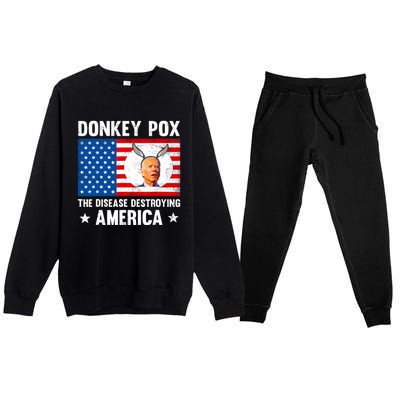 Funny Donkey Pox The Disease Destroying America Anti Biden Premium Crewneck Sweatsuit Set