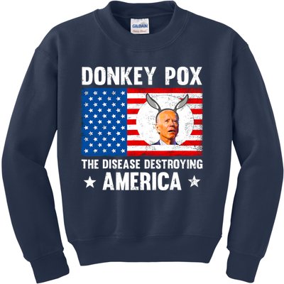 Funny Donkey Pox The Disease Destroying America Anti Biden Kids Sweatshirt