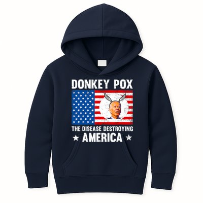 Funny Donkey Pox The Disease Destroying America Anti Biden Kids Hoodie