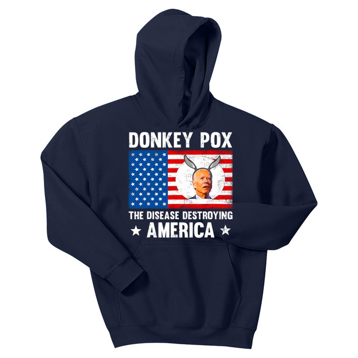 Funny Donkey Pox The Disease Destroying America Anti Biden Kids Hoodie