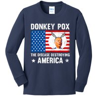 Funny Donkey Pox The Disease Destroying America Anti Biden Kids Long Sleeve Shirt