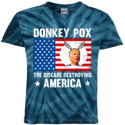 Funny Donkey Pox The Disease Destroying America Anti Biden Kids Tie-Dye T-Shirt