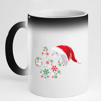 Funny Dog Paw Santa Hat Christmas Puppy Dog Lover Cool Gift 11oz Black Color Changing Mug