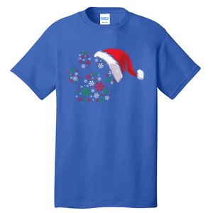 Funny Dog Paw Santa Hat Christmas Puppy Dog Lover Cool Gift Tall T-Shirt