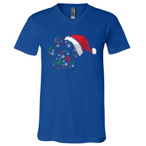 Funny Dog Paw Santa Hat Christmas Puppy Dog Lover Cool Gift V-Neck T-Shirt