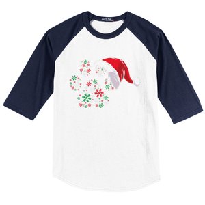 Funny Dog Paw Santa Hat Christmas Puppy Dog Lover Cool Gift Baseball Sleeve Shirt