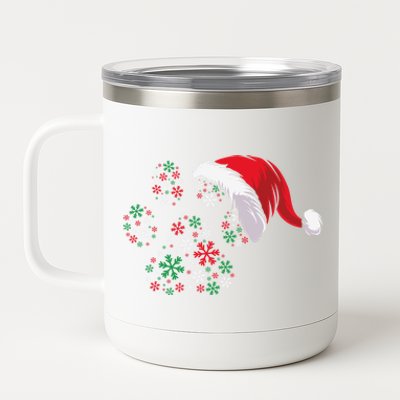 Funny Dog Paw Santa Hat Christmas Puppy Dog Lover Cool Gift 12 oz Stainless Steel Tumbler Cup