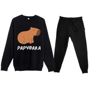 FatherS Day Papybara Funny Capybara For Dads Premium Crewneck Sweatsuit Set