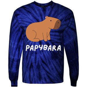 FatherS Day Papybara Funny Capybara For Dads Tie-Dye Long Sleeve Shirt