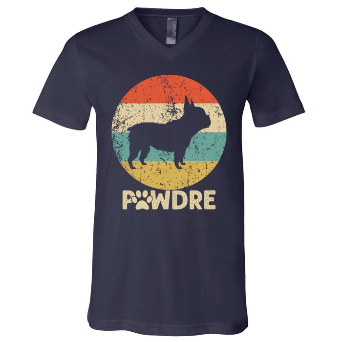 Fathers Day Pawdre Dog French Bulldog Gift V-Neck T-Shirt