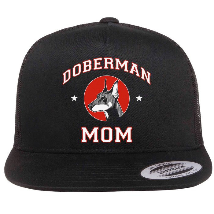 funny Doberman Pinscher Mom Dog Mother Flat Bill Trucker Hat