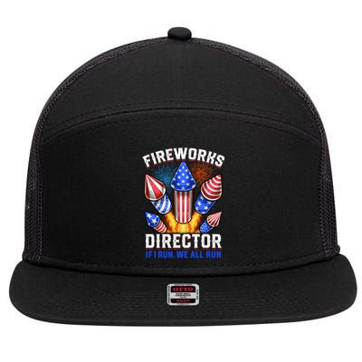 Fireworks Director Pyrotechnician 4th Of July Gift 7 Panel Mesh Trucker Snapback Hat