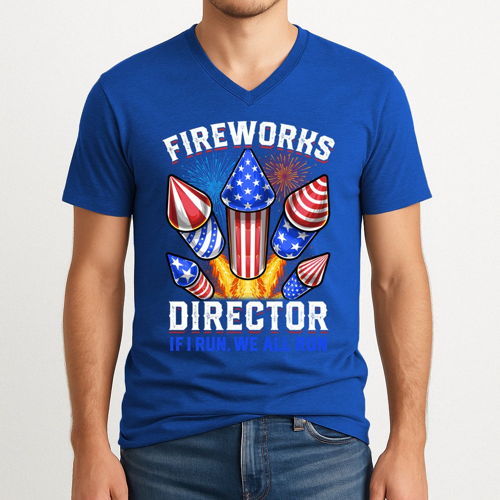 Fireworks Director Pyrotechnician 4th Of July Gift V-Neck T-Shirt