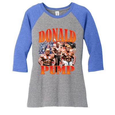 Funny Donald Pump Trump 2024 Love America Election Gift Women's Tri-Blend 3/4-Sleeve Raglan Shirt