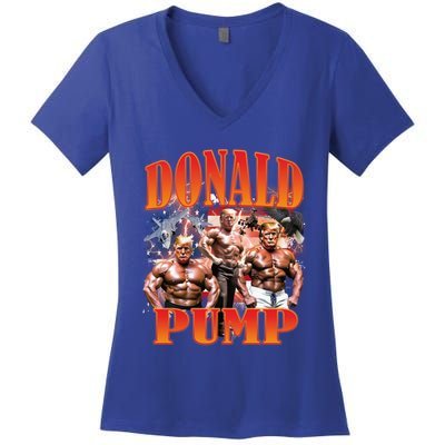 Funny Donald Pump Trump 2024 Love America Election Gift Women's V-Neck T-Shirt