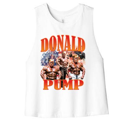 Funny Donald Pump Trump 2024 Love America Election Gift Women's Racerback Cropped Tank