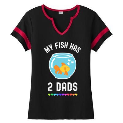 Fish Dad Pride Lgbt Lgbtq Rainbow Cute Pet Fish Dad Funny Gift Ladies Halftime Notch Neck Tee