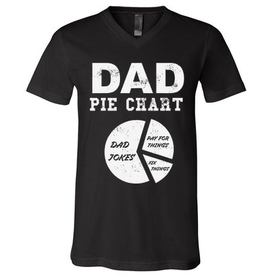 Funny Dad Pie Chart Dad Jokes Pay For Things Fix Things V-Neck T-Shirt