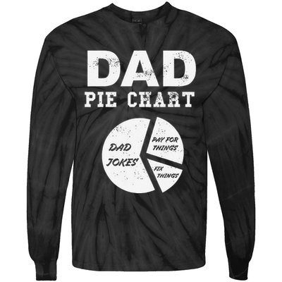 Funny Dad Pie Chart Dad Jokes Pay For Things Fix Things Tie-Dye Long Sleeve Shirt