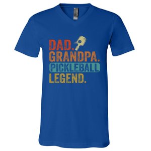 Fathers Day Present Pickleball Dad Grandpa Pickleball Legend Gift V-Neck T-Shirt