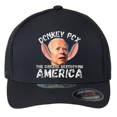 Funny Donkey Pox The Disease Destroying Anti Biden Joke Pun Flexfit Unipanel Trucker Cap