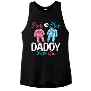 Future Dad Pink Or Blue Daddy Loves You Gender Reveal Gift Ladies PosiCharge Tri-Blend Wicking Tank