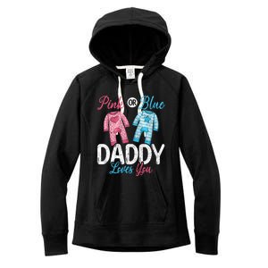 Future Dad Pink Or Blue Daddy Loves You Gender Reveal Gift Women's Fleece Hoodie