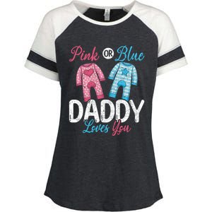 Future Dad Pink Or Blue Daddy Loves You Gender Reveal Gift Enza Ladies Jersey Colorblock Tee