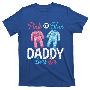 Future Dad Pink Or Blue Daddy Loves You Gender Reveal Gift T-Shirt